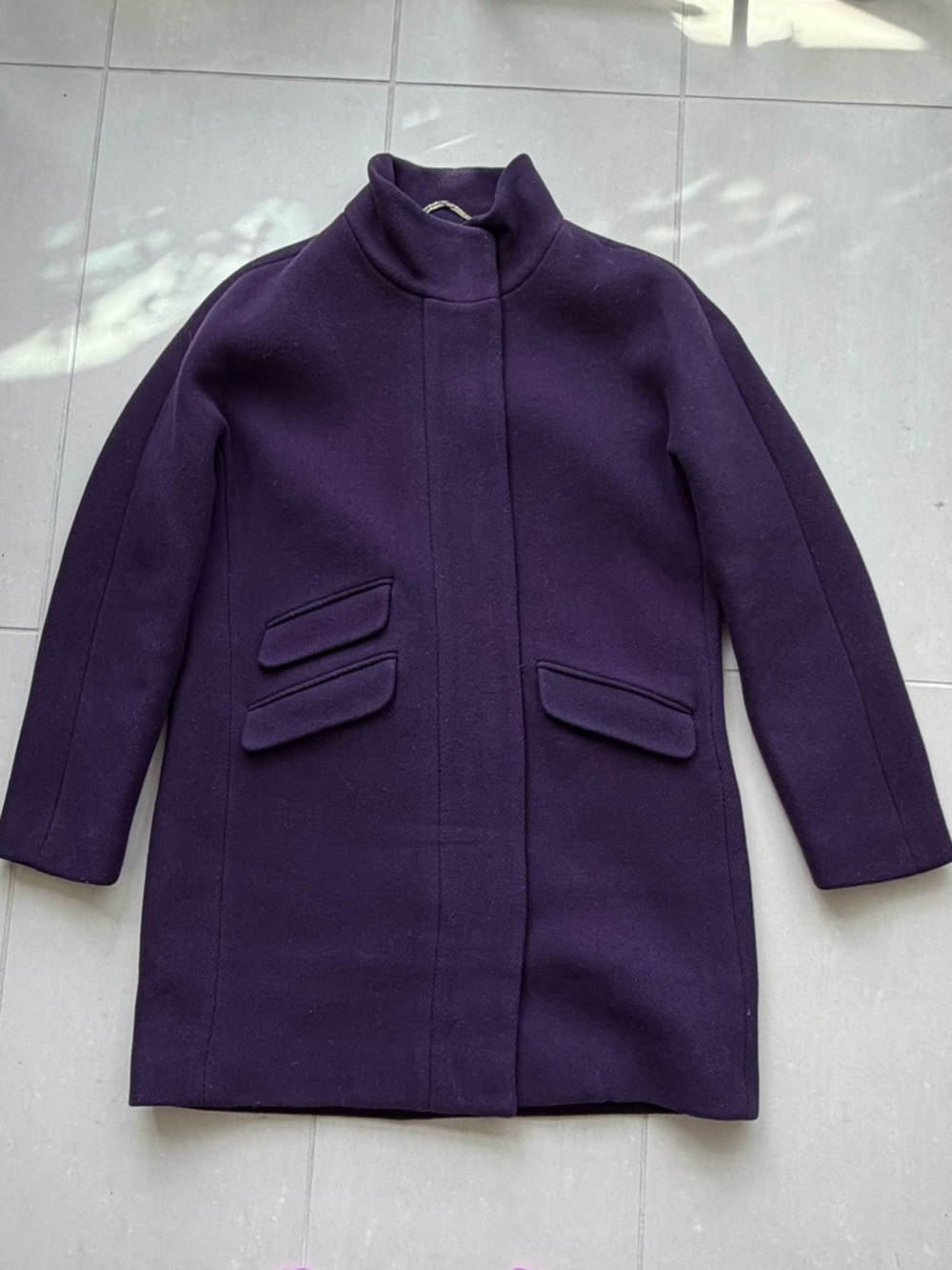 J.Crew Nello Gori Italian Stadium Cocoon Deep Purple Wool Coat Woman’s Size 10